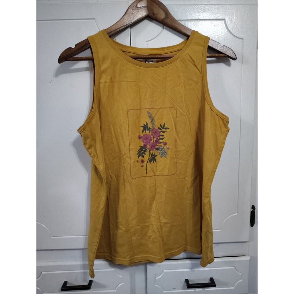 Pact Yellow Floral Tank Top Shirt  Women's Size Large